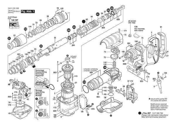 Vue éclatée Bosch GSH 5 CE 3 611 C21 000 - page 1
