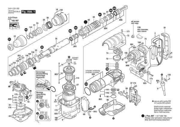 Vue éclatée Bosch GSH 5 CE 3 611 C21 002 - page 1
