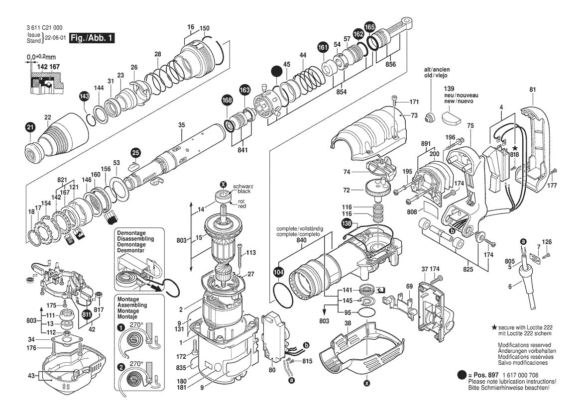 Vue éclatée Bosch GSH 5 CE 3 611 C21 030 - page 1
