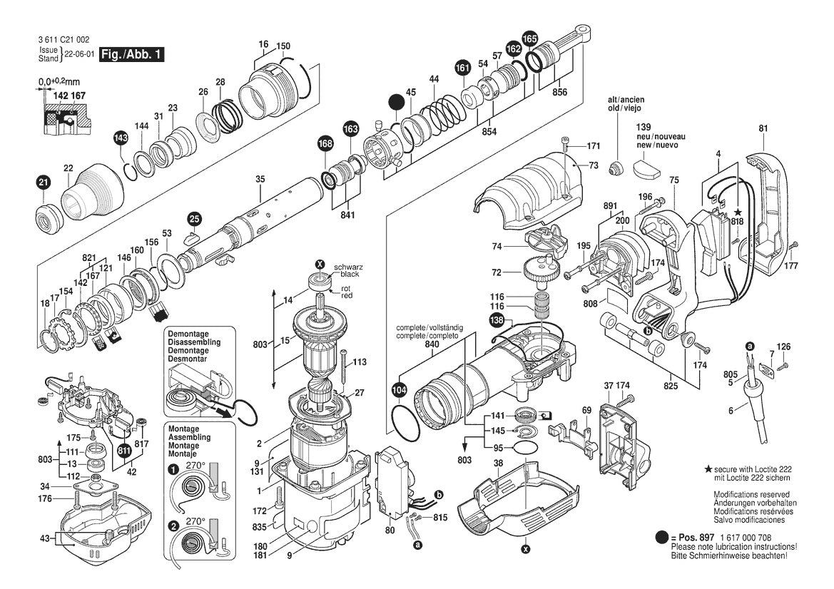 Vue éclatée Bosch GSH 5 CE 3 611 C21 032 - page 1