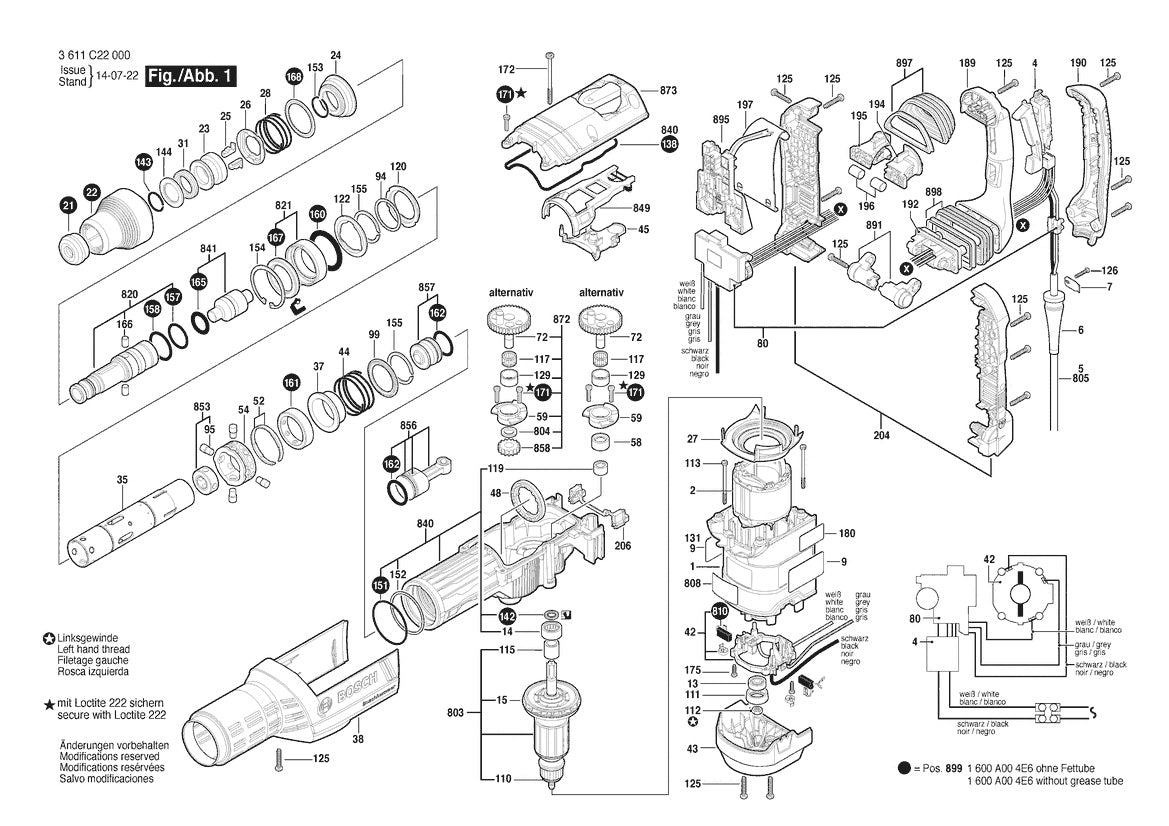 Vue éclatée Bosch GSH 7 VC 3 611 C22 000 - page 1