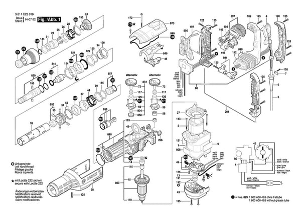 Vue éclatée Bosch DH715VC 3 611 C22 010 - page 1