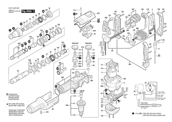 Vue éclatée Bosch GSH 7 VC 3 611 C22 030 - page 1
