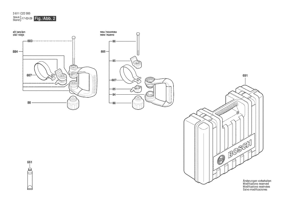 Vue éclatée Bosch GSH 7 VC 3 611 C22 030 - page 2