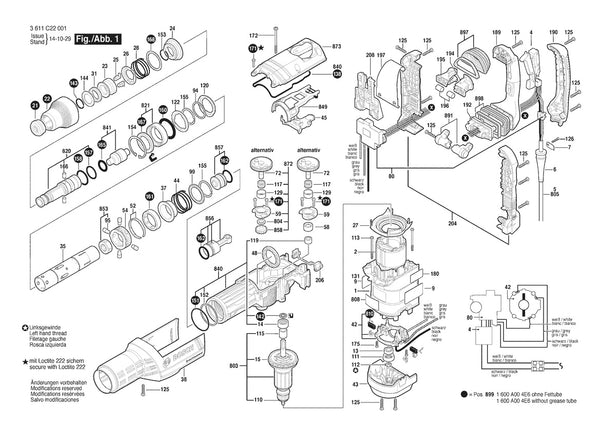 Vue éclatée Bosch GSH 7 VC 3 611 C22 031 - page 1