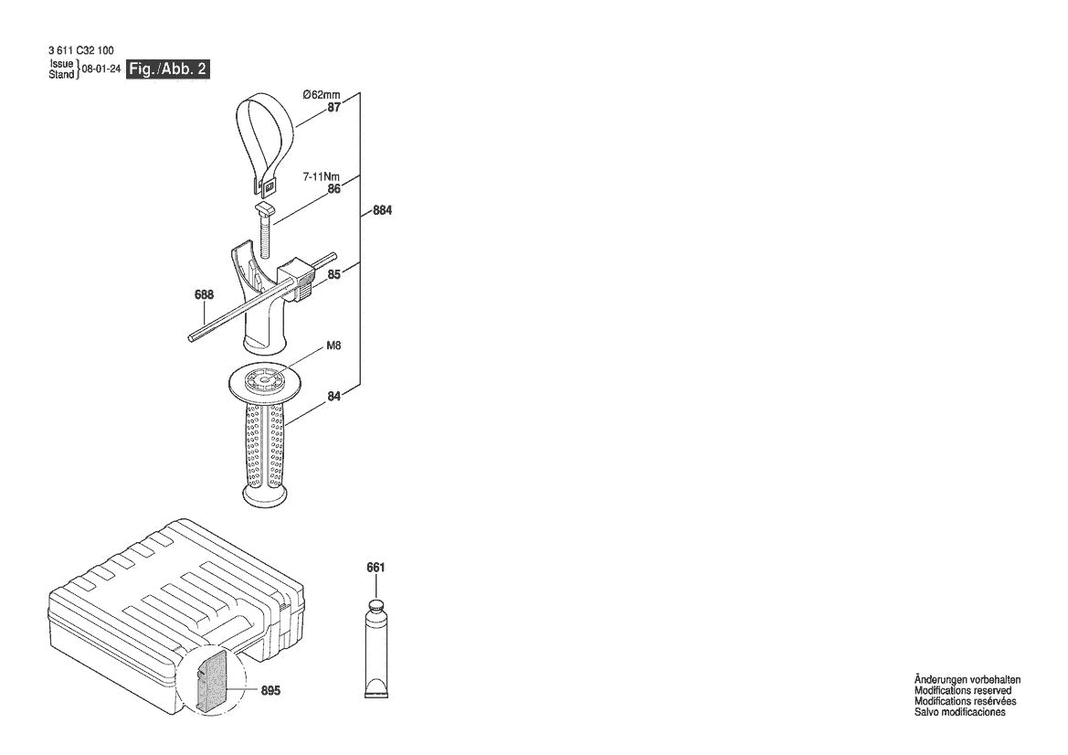 Vue éclatée Bosch GBH 4-32 DFR 3 611 C32 130 - page 2