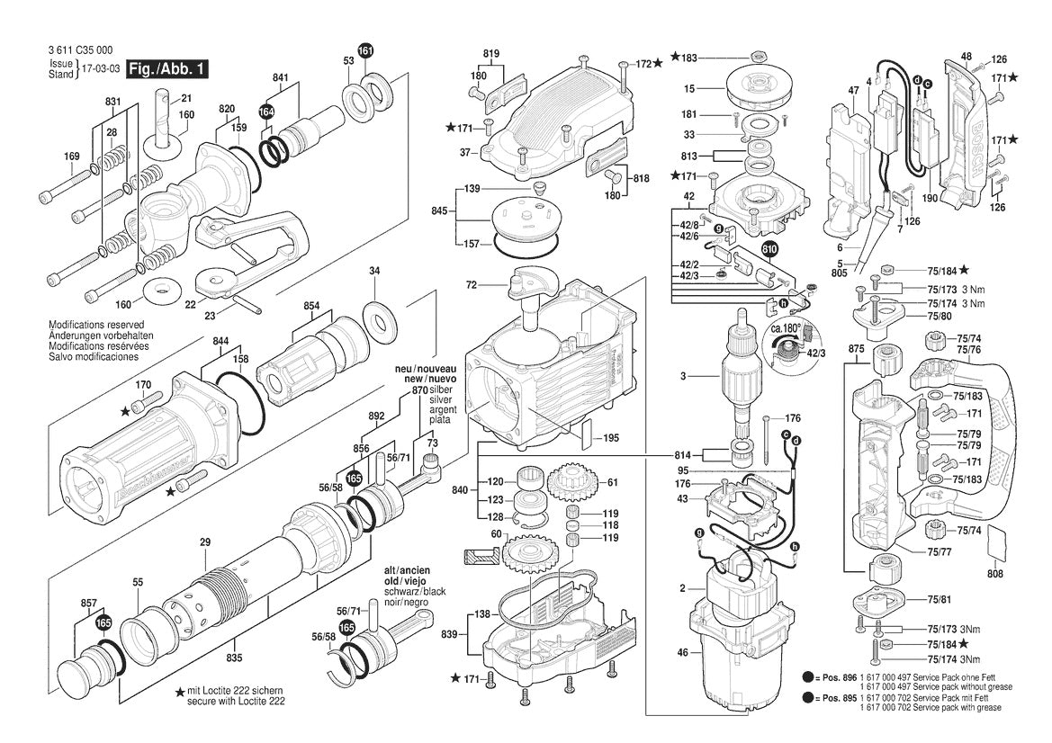 Vue éclatée Bosch GSH 16-28 3 611 C35 030 - page 1