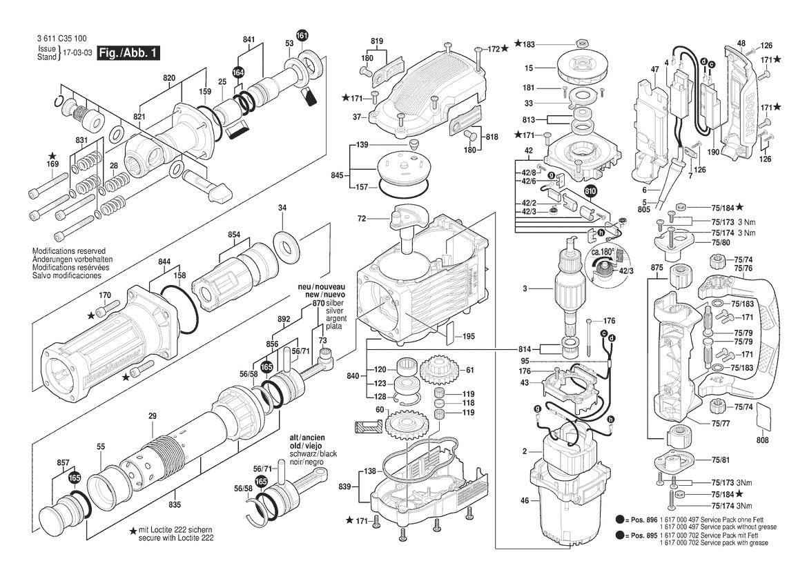 Vue éclatée Bosch GSH 16-30 3 611 C35 1P0 - page 1