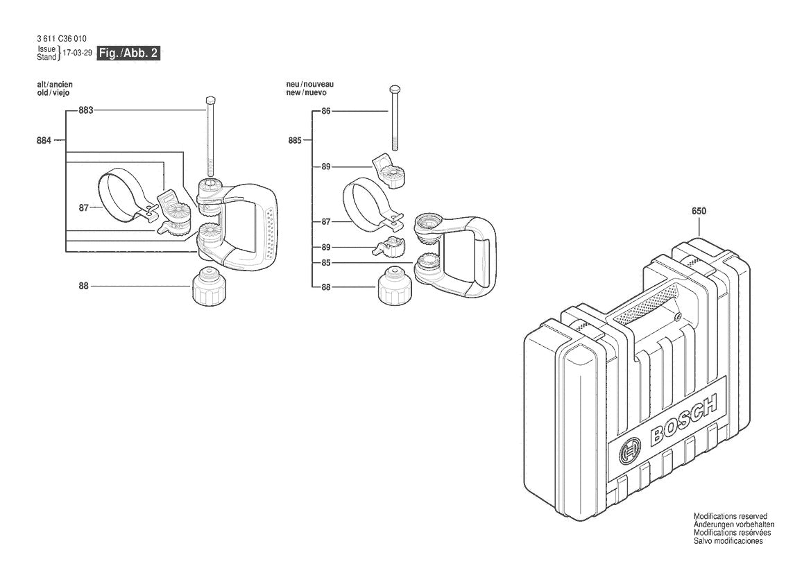 Vue éclatée Bosch DH1020VC 3 611 C36 010 - page 2