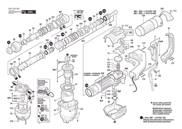 Vue éclatée Bosch GSH5 Basic 3 611 C37 0F1 - page 1