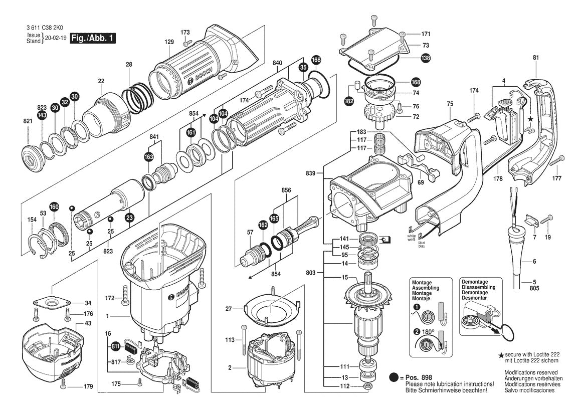 Vue éclatée Bosch GSH 5 X Plus 3 611 C38 250 - page 1