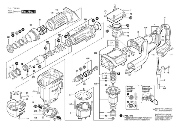 Vue éclatée Bosch GSH 5 X Plus 3 611 C38 250 - page 1