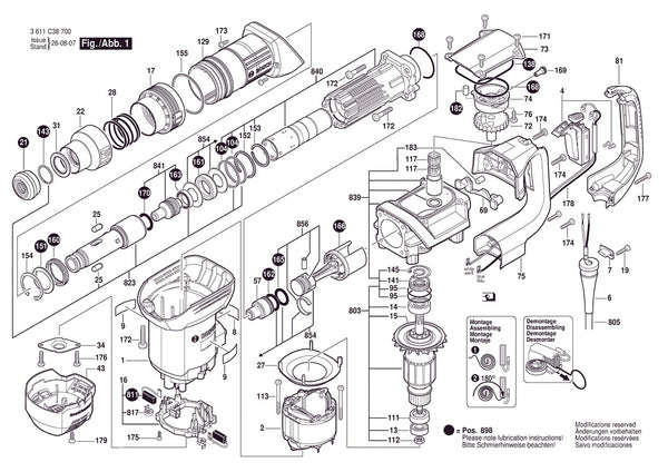 Vue éclatée Bosch GSH 5 3 611 C38 700 - page 1