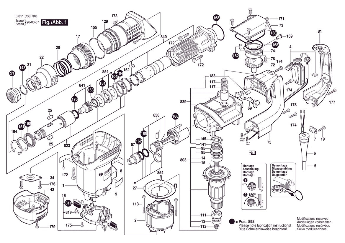 Vue éclatée Bosch GSH 500 3 611 C38 720 - page 1