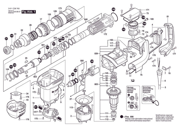 Vue éclatée Bosch GSH 500 3 611 C38 720 - page 1