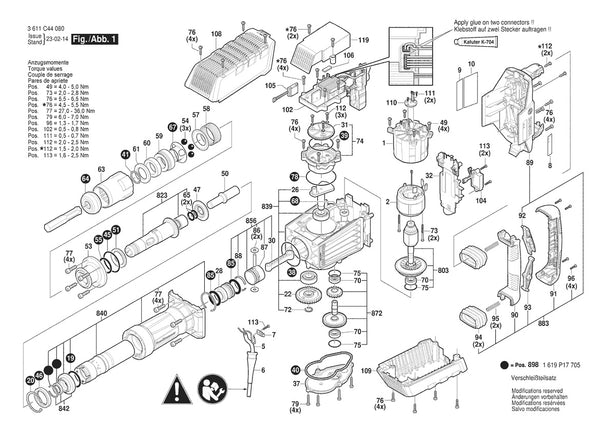 Vue éclatée Bosch GSH 14 C 3 611 C44 020 - page 1