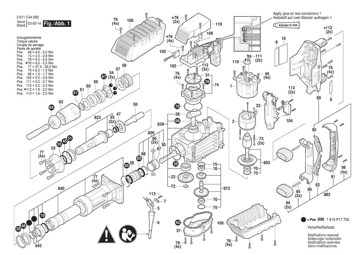 Vue éclatée Bosch GSH 14 C 3 611 C44 030 - page 1