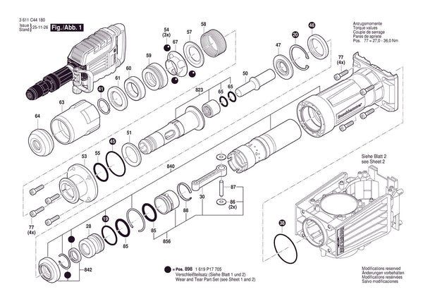 Vue éclatée Bosch GSH14VB 3 611 C44 100 - page 1