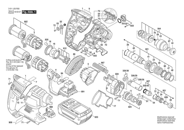 Vue éclatée Bosch GBH 36V-EC 3 611 J03 R00 - page 1
