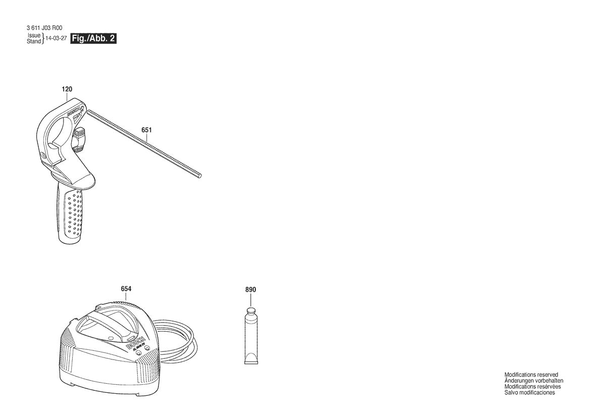 Vue éclatée Bosch GBH 36V-EC 3 611 J03 R00 - page 2