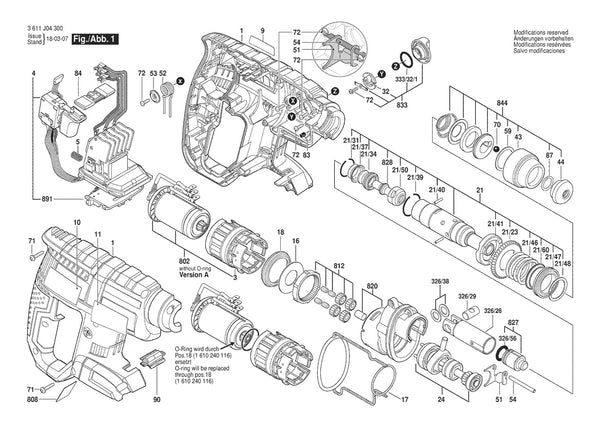 Vue éclatée Bosch GBH 18 V-LI 3 611 J04 300 - page 1