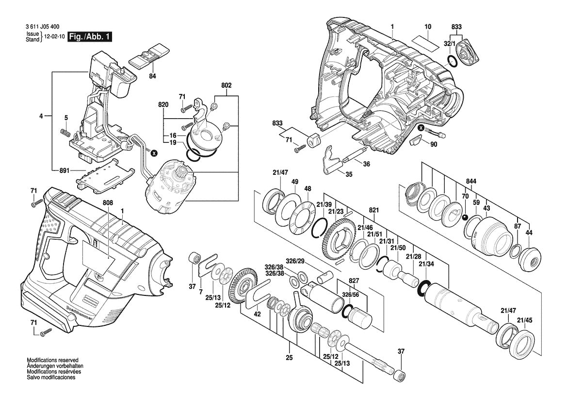 Vue éclatée Bosch GBH 18V-LI bare 3 611 J05 300 - page 1