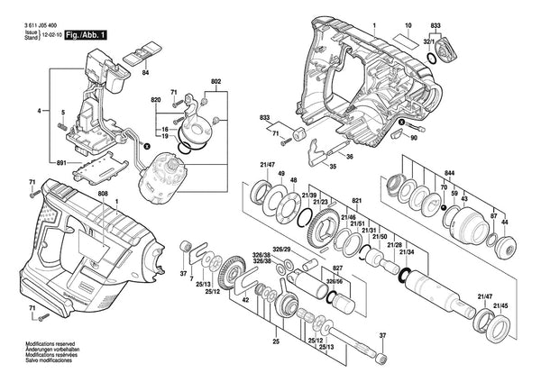 Vue éclatée Bosch GBH 18V-LI bare 3 611 J05 300 - page 1