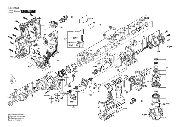 Vue éclatée Bosch GBH 18V-26 3 611 J09 002 - page 1