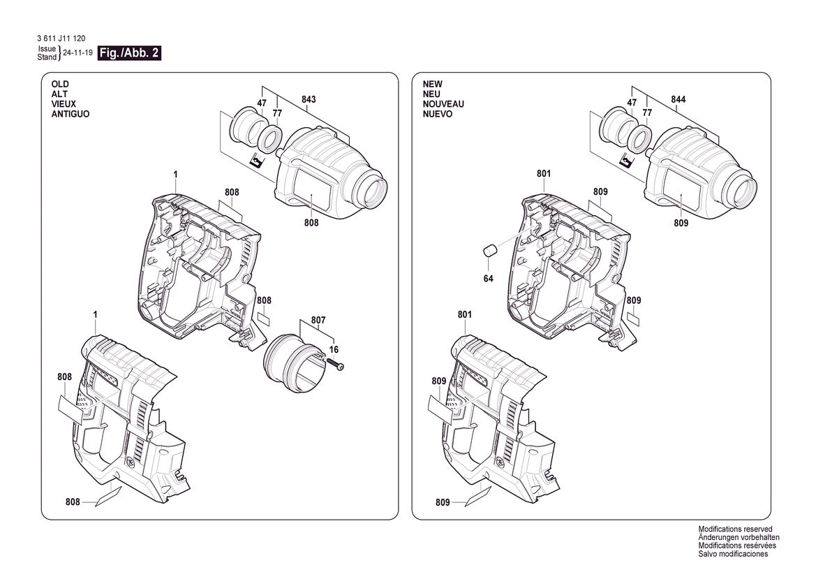 Vue éclatée Bosch GBH 180-LI 3 611 J11 120 - page 2