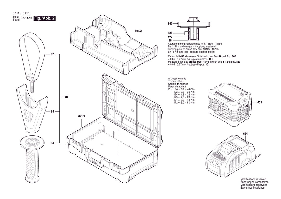 Vue éclatée Bosch GBH18V-45 3 611 J13 210 - page 2