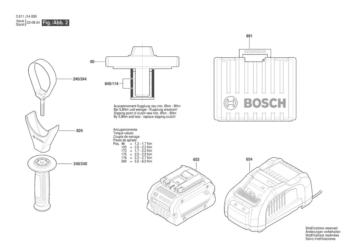 Vue éclatée Bosch GBH18V-34CQ 3 611 J14 010 - page 2
