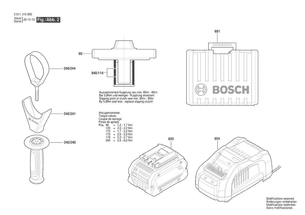 Vue éclatée Bosch GBH 18V-36 C 3 611 J15 000 - page 2