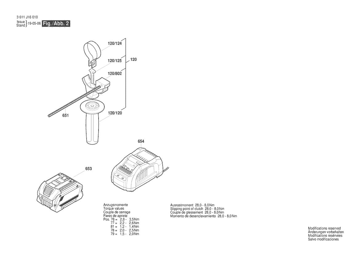 Vue éclatée Bosch GBH 18V-26DN 3 611 J16 010 - page 2