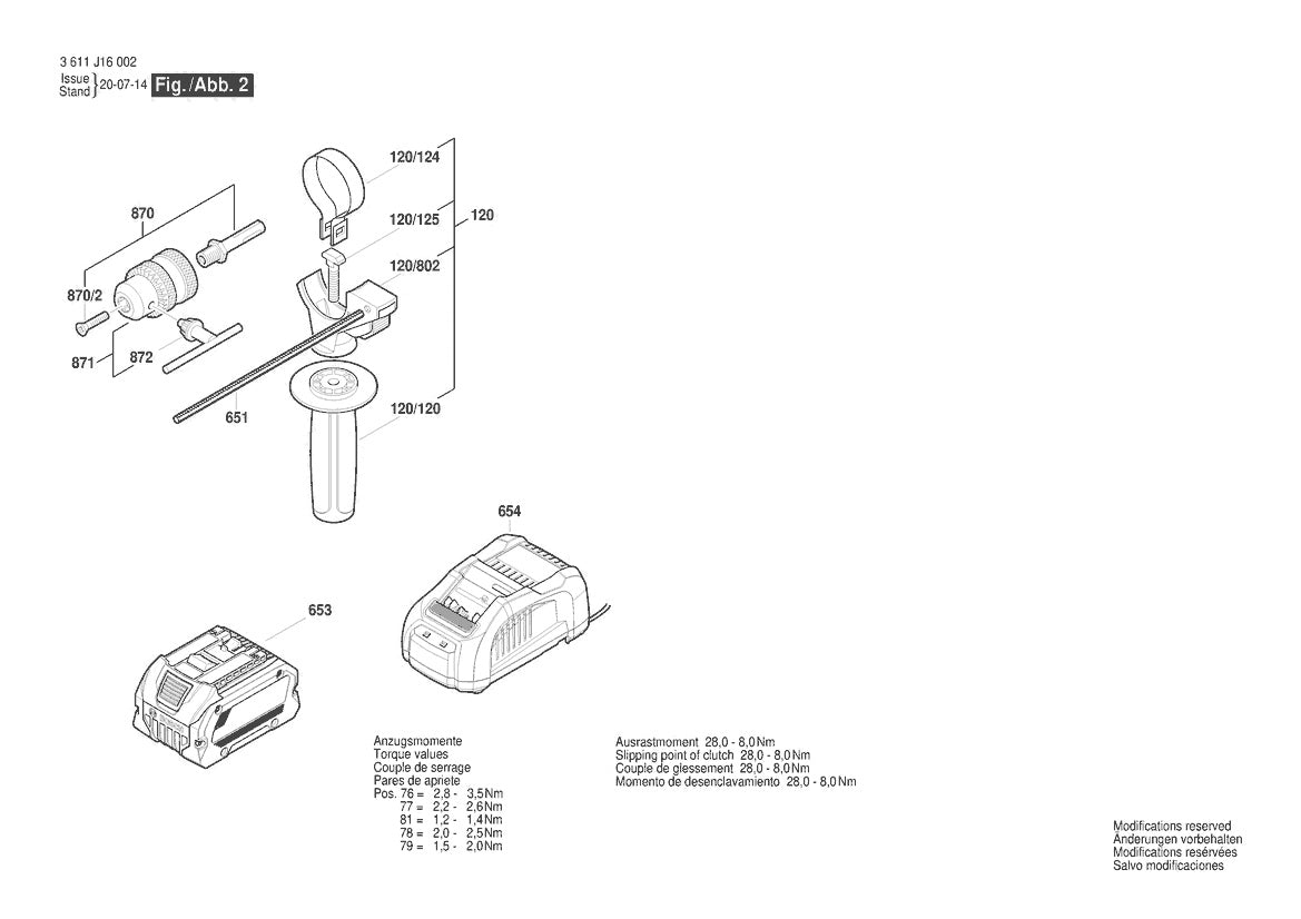 Vue éclatée Bosch GBH 18V-26 D 3 611 J16 042 - page 2