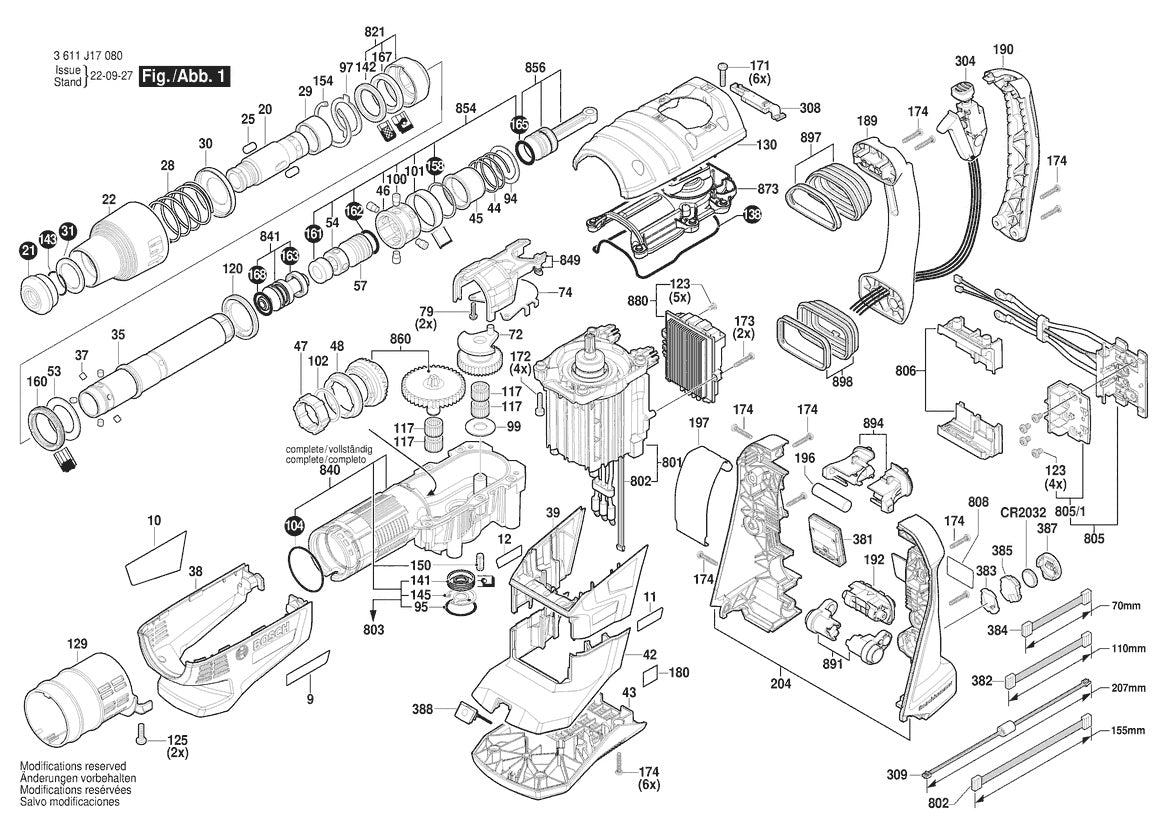 Vue éclatée Bosch GBH 18V-40 C 3 611 J17 080 - page 1