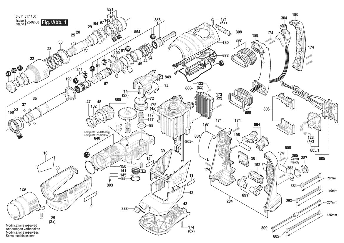Vue éclatée Bosch GBH 18V-40 C 3 611 J17 100 - page 1