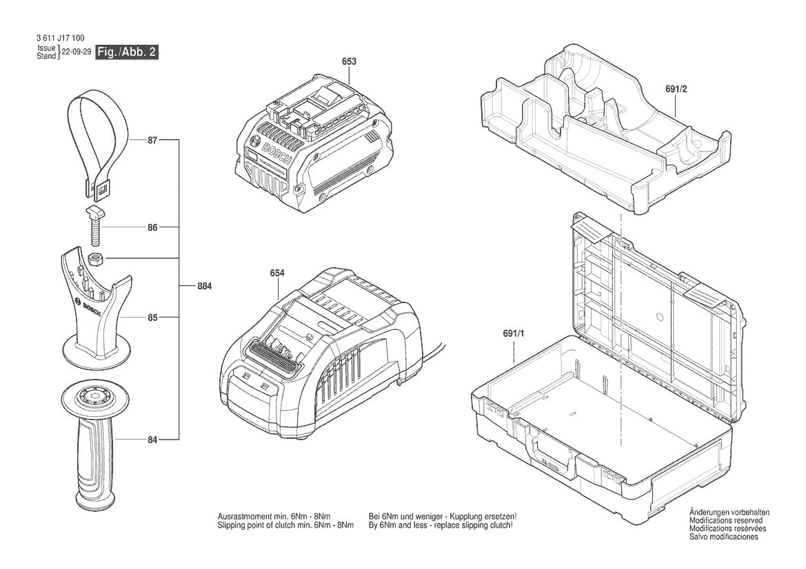 Vue éclatée Bosch GBH 18V-40 C 3 611 J17 100 - page 2
