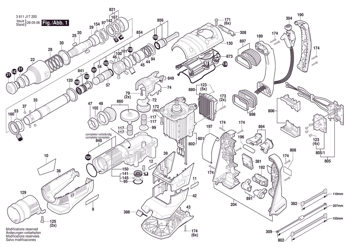 Vue éclatée Bosch GBH18V-40 3 611 J17 200 - page 1