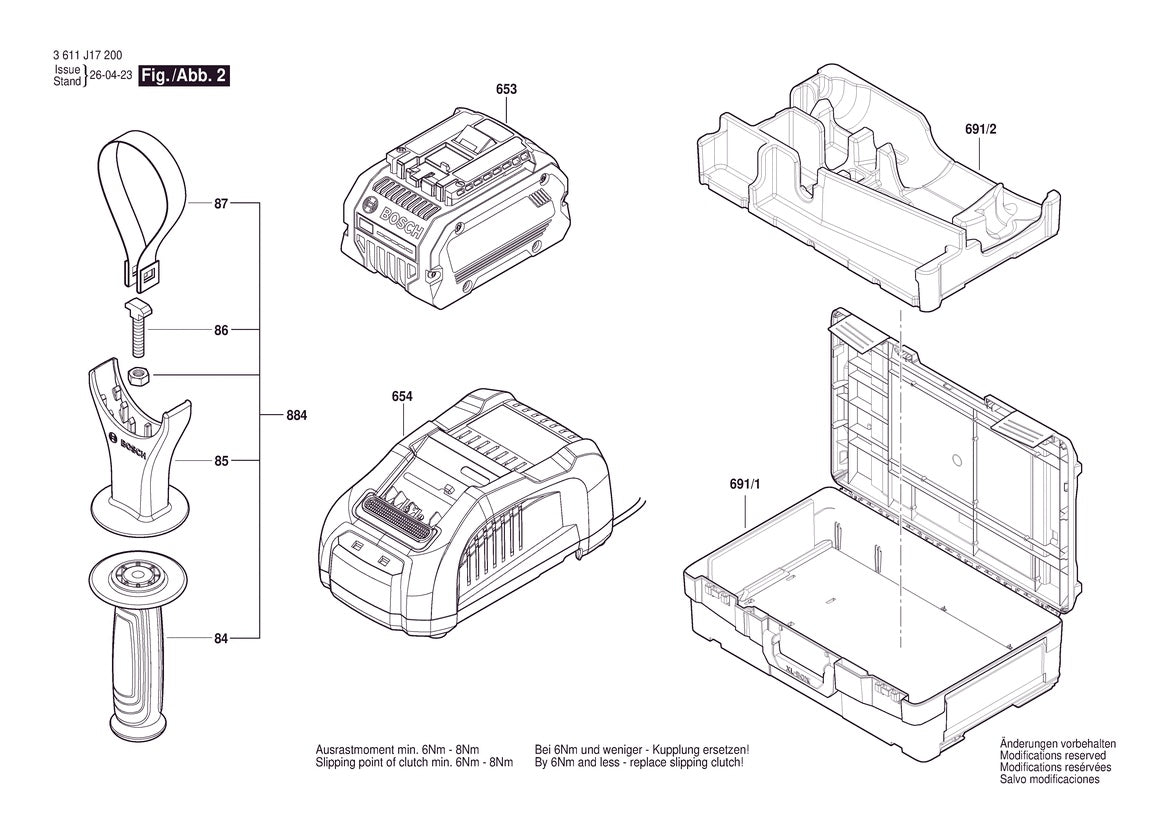Vue éclatée Bosch GBH18V-40 3 611 J17 200 - page 2