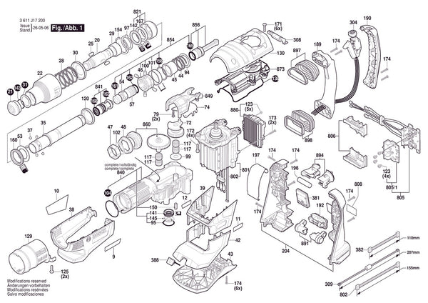 Vue éclatée Bosch GBH18V-40 3 611 J17 2E0 - page 1