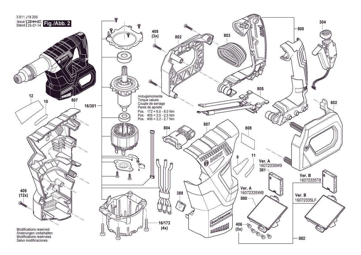 Vue éclatée Bosch GSH 18V-5 3 611 J18 200 - page 2