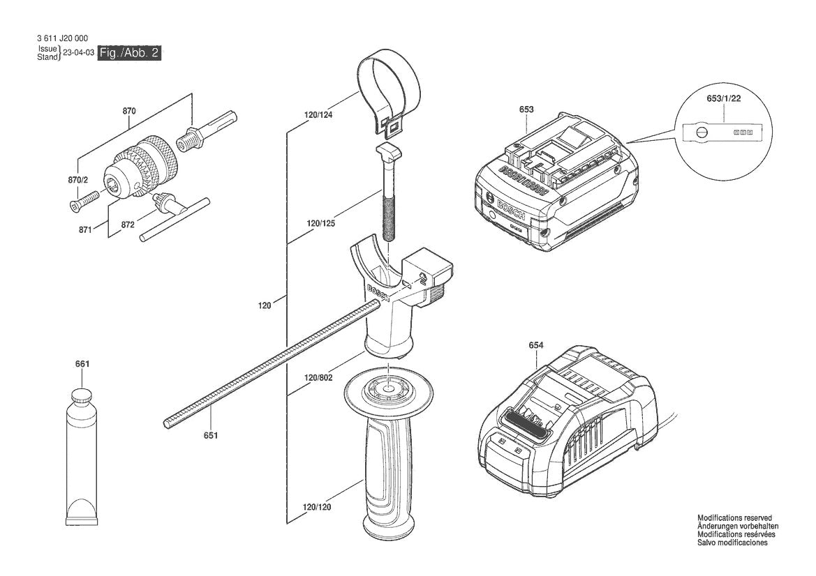 Vue éclatée Bosch GBH 18V-28 C 3 611 J20 000 - page 2