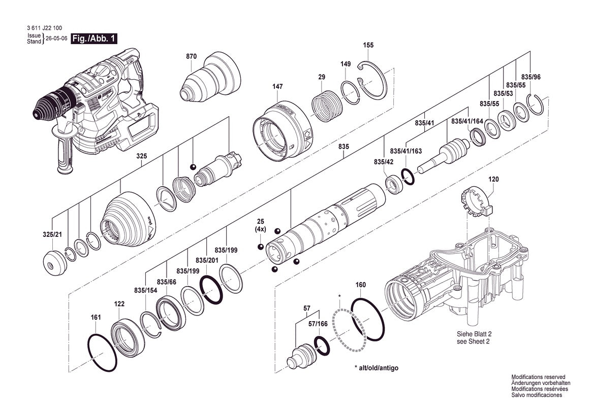 Vue éclatée Bosch EXBH18V-32F 3 611 J22 100 - page 1
