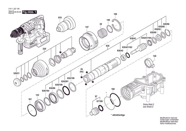 Vue éclatée Bosch EXBH18V-32F 3 611 J22 100 - page 1