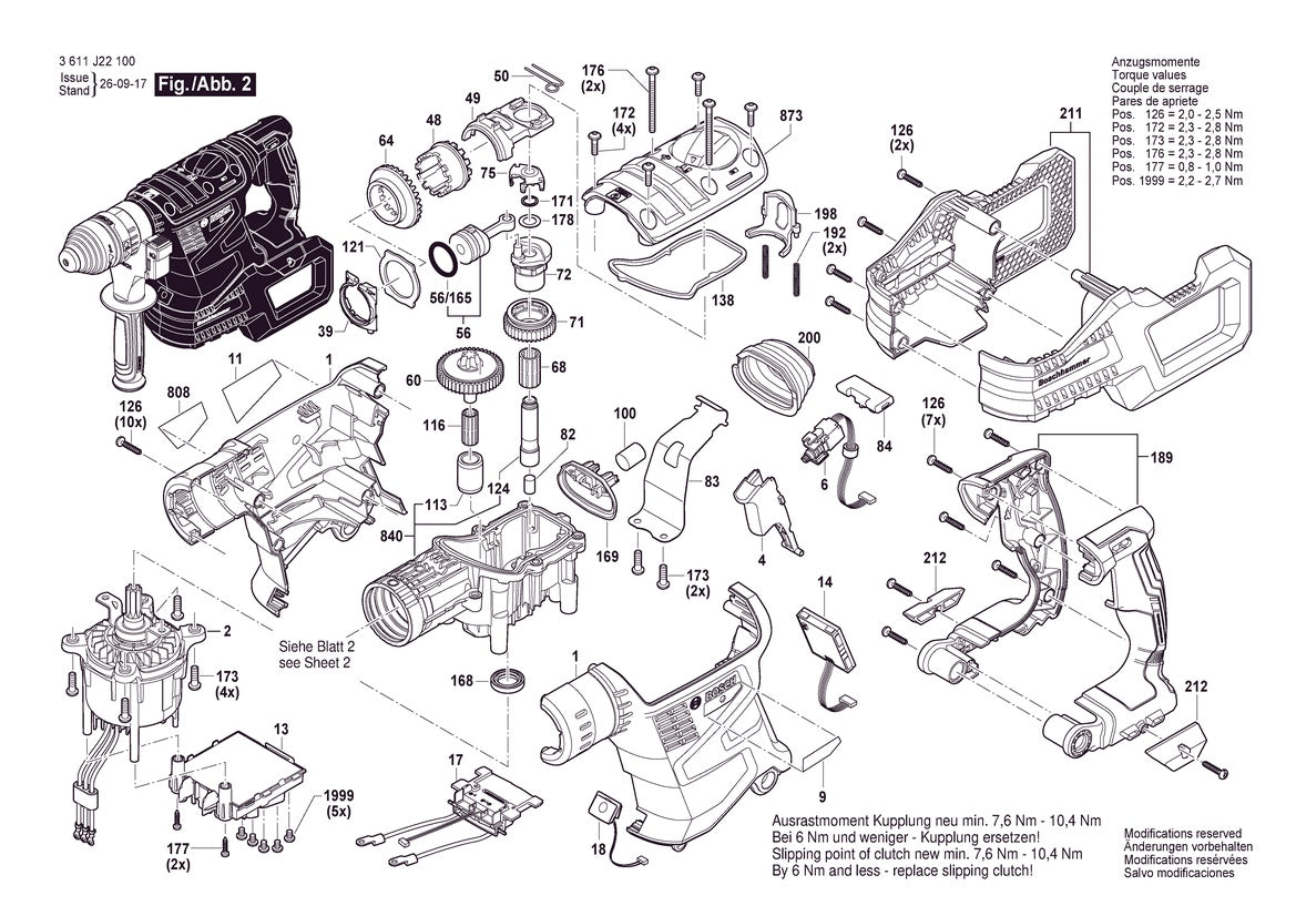 Vue éclatée Bosch EXBH18V-32F 3 611 J22 100 - page 2