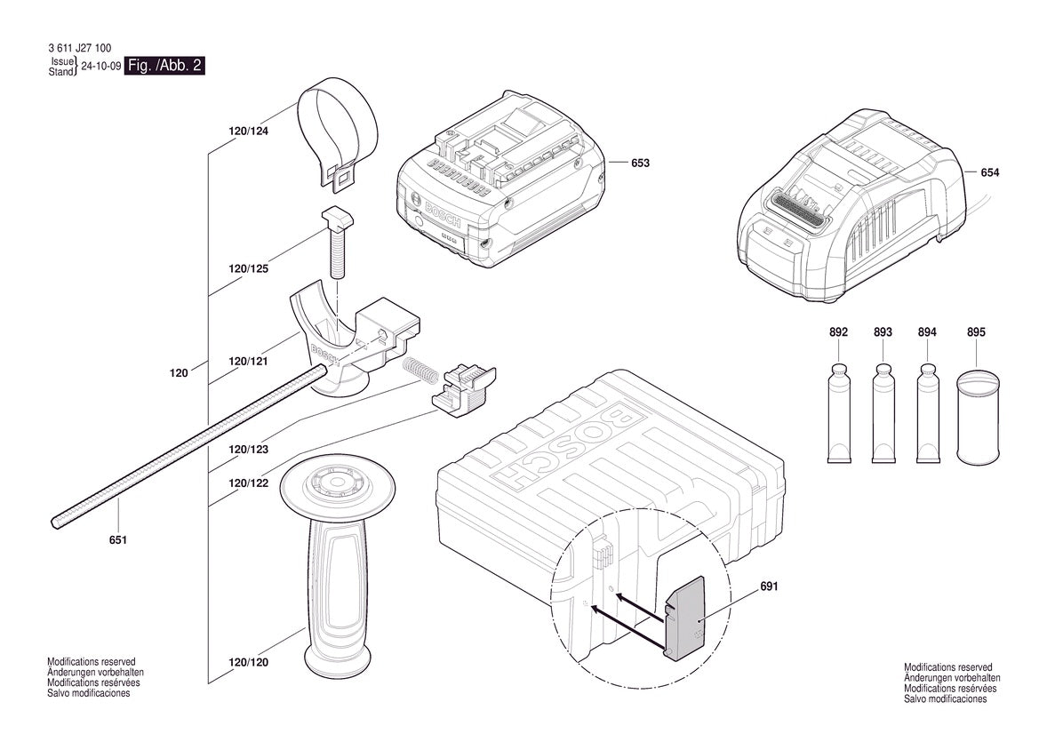 Vue éclatée Bosch GBH18V-18X 3 611 J27 110 - page 2