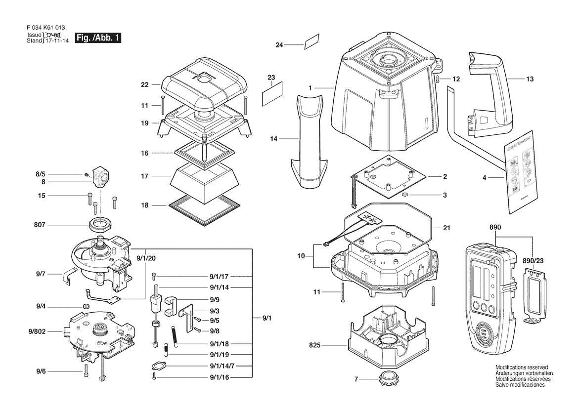 Vue éclatée Bosch RL50HV F 034 K61 013 - page 1