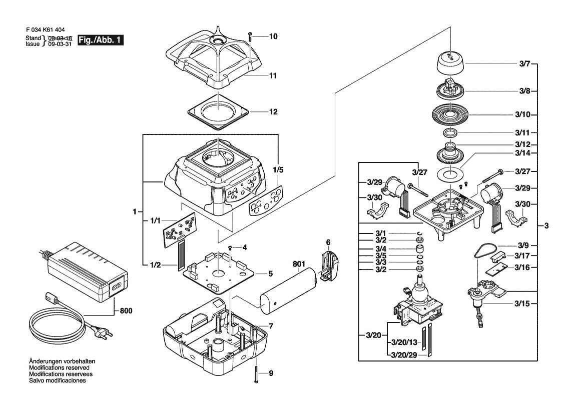 Vue éclatée Bosch AL-500HV F 034 K61 404 - page 1