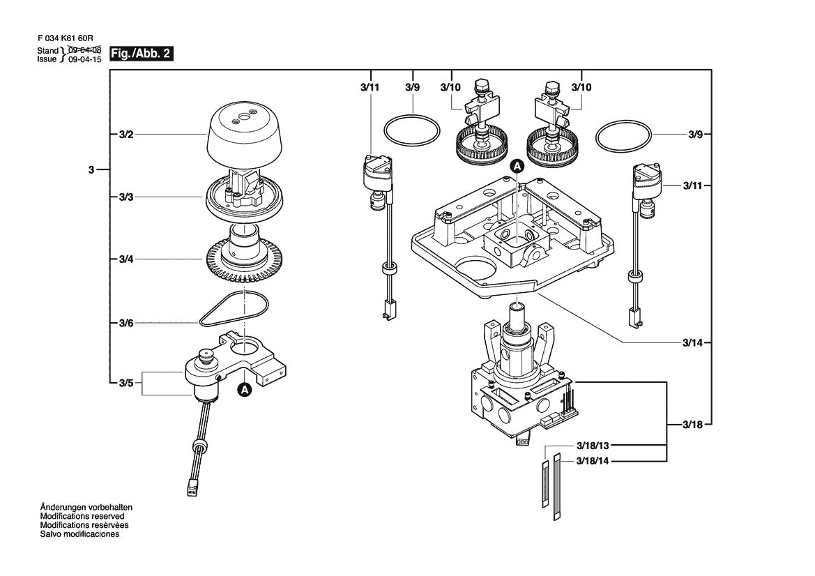 Vue éclatée Bosch 3185 Kieboom F 034 K61 60D - page 2
