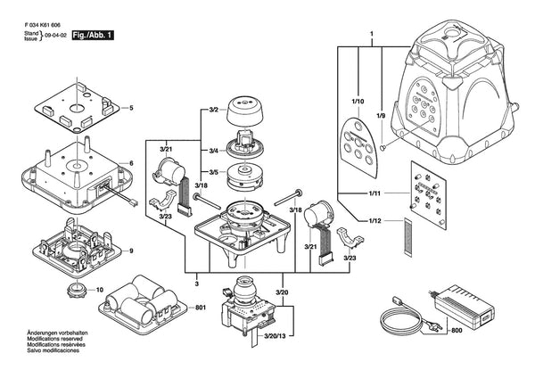 Vue éclatée Bosch PLP-180 F 034 K61 60V - page 1